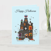 Funny Happy Halloween Haunted House People Kaart (Voorkant)