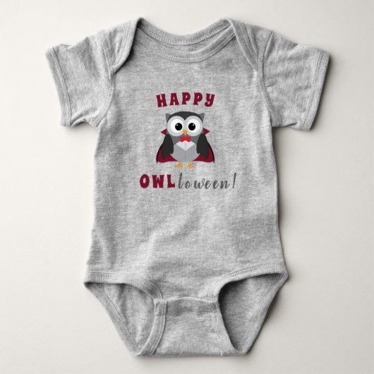 Funny Happy Halloween Owl Vampire Trick or treat B Romper (Voorkant)