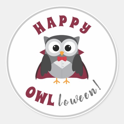 Funny Happy Halloween Owl Vampire Trick or treat Ronde Sticker (Voorkant)