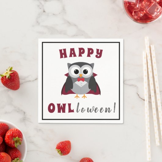 Funny Happy Halloween Owl Vampire Trick or treat Servet (Insitu)