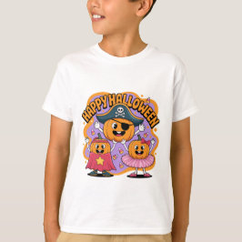 Funny Happy Halloween Pumpkin Kids T-Shirt 