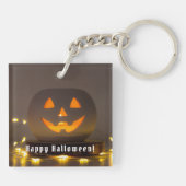 Funny Happy Halloween Pumpkin Sleutelhanger (Achterkant)
