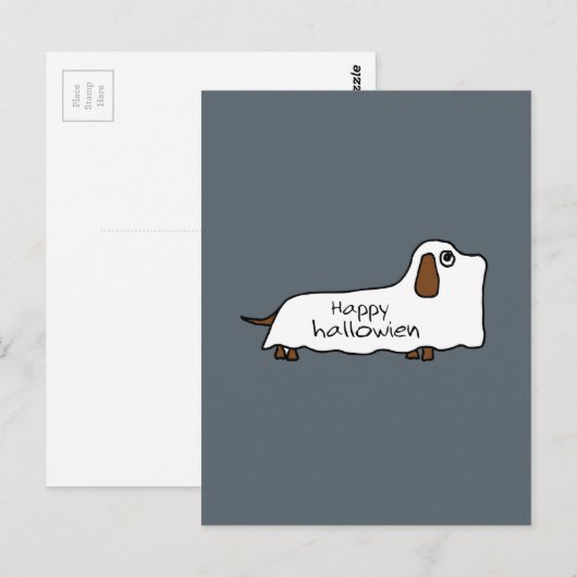 Funny Happy hallowiener wiener-wiener-hond geest h Briefkaart (Voorkant / Achterkant)