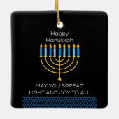 Funny Happy Hanukkah Cute Blue Chanukah Unique Keramisch Ornament (Voorkant)
