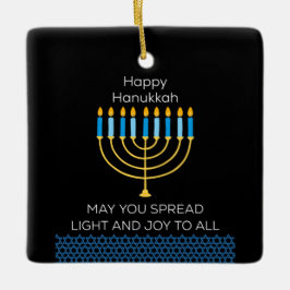 Funny Happy Hanukkah Cute Blue Chanukah Unique Keramisch Ornament