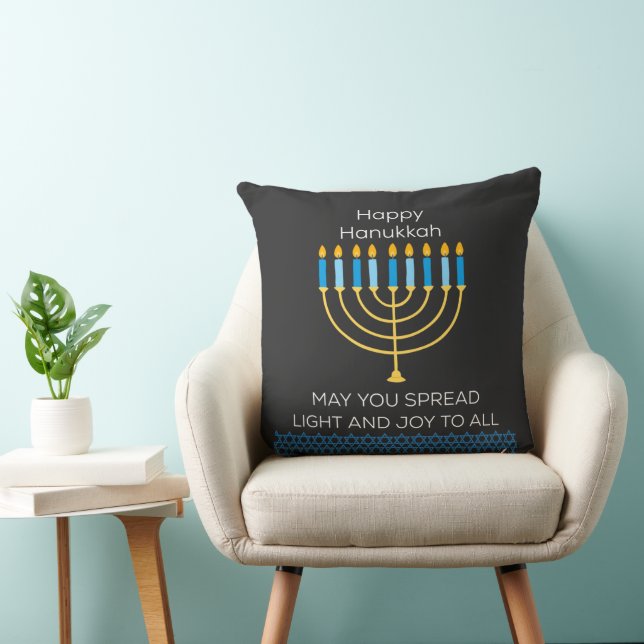 Funny Happy Hanukkah Cute Blue Chanukah Unique Kussen (Stoel)