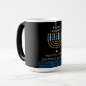 Funny Happy Hanukkah Cute Blue Chanukah Unique Magische Mok (Voorkant links)