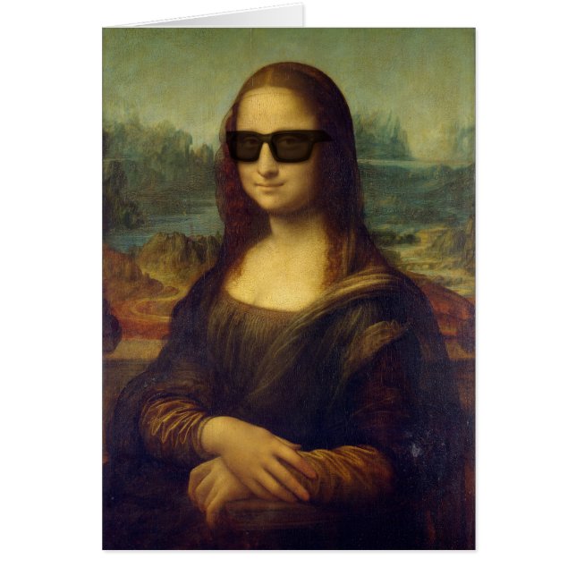 Funny Happy Hipster Mona Lisa in Shades (Voorkant)