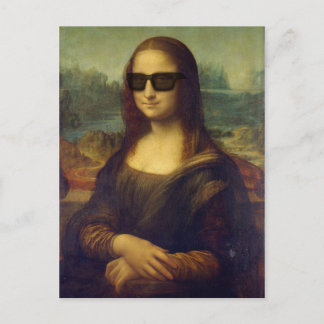 Funny Happy Hipster Mona Lisa in Shades Briefkaart