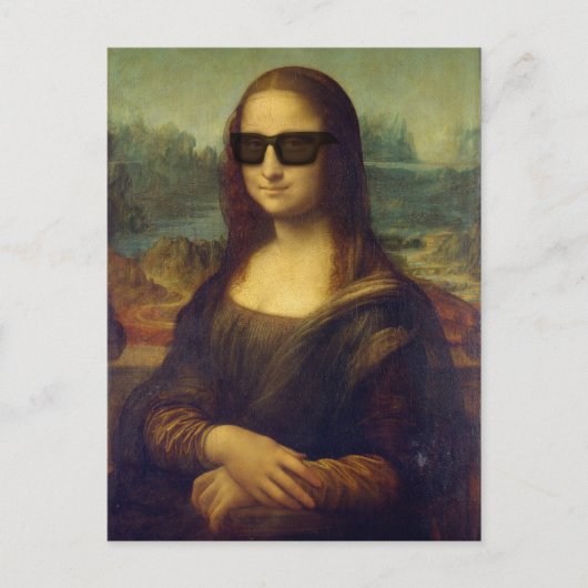 Funny Happy Hipster Mona Lisa in Shades Briefkaart (Voorkant)