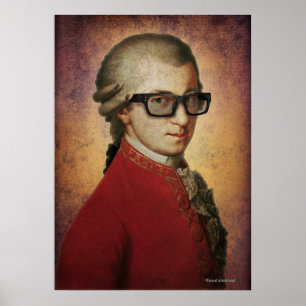 Funny Happy Hipster Mozart klassieke muziek Poster