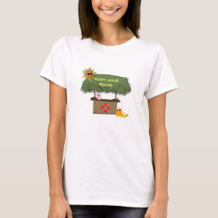 Funny HAPPY HOUR TropicaI eiland Tiki Bar Hut T-shirt