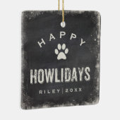 Funny Happy Howlidays Dog Photo and Name Custom Keramisch Ornament (Rechts)