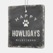 Funny Happy Howlidays Dog Photo and Name Custom Keramisch Ornament (Links)