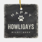 Funny Happy Howlidays Dog Photo and Name Custom Keramisch Ornament (Voorkant)