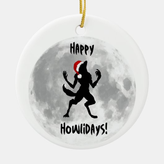 Funny Happy Howlidays Dogman Weerwolf Ornament (Voorkant)