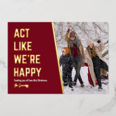 Funny Happy-kerstfoto Folie Feestdagenkaart (Voorkant)