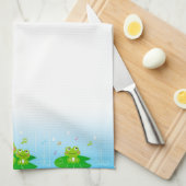 Funny Happy-kikkers op lichtblauwe gradiënt Theedoek (Quarter Fold)