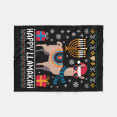 Funny Happy Llamakah Llama With Menorah Fleece Deken (Voorkant (Horizontaal))