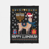 Funny Happy Llamakah Llama With Menorah  Fleece Deken (Voorkant)