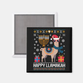 Funny Happy Llamakah Llama With Menorah Magneet (Voorkant / Achterkant)