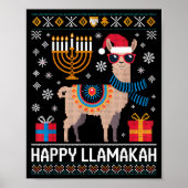 Funny Happy Llamakah Llama With Menorah  Poster (Voorkant)