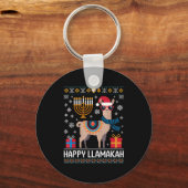 Funny Happy Llamakah Llama With Menorah  Sleutelhanger (Voorkant)