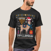 Funny Happy Llamakah Llama With Menorah T-shirt (Voorkant)