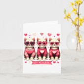 Funny Happy Meowentines Cute Valentine Cats Love C Kaart (Gele Bloem)