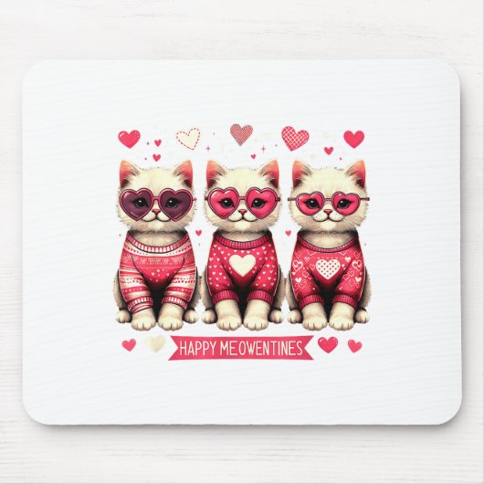 Funny Happy Meowentines Cute Valentine Cats Love C Muismat (Voorkant)