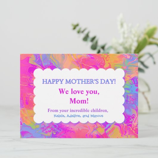 Funny Happy Mothers Day Waterverf op persoonlijke  (Staand voorkant)