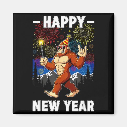 Funny Happy New Year 2026 Bigfoot Lovers New Years Magneet (Voorkant)