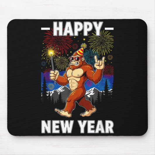 Funny Happy New Year 2026 Bigfoot Lovers New Years Muismat (Voorkant)