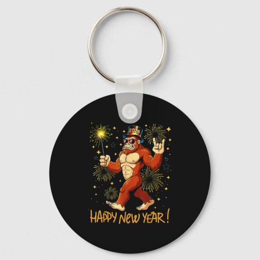 Funny Happy New Year 2026 Bigfoot Lovers New Years Sleutelhanger (Voorkant)