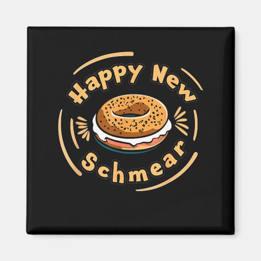 Funny Happy New Year Bagel &amp; Schmear Jewish Br Magneet (Voorkant)