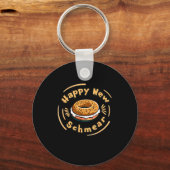 Funny Happy New Year Bagel &amp; Schmear Jewish Br Sleutelhanger (Voorkant)