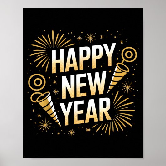 Funny Happy New Year Couple Matching Poster (Voorkant)