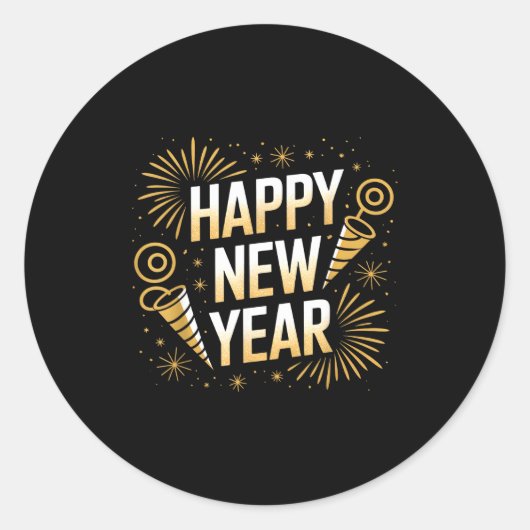 Funny Happy New Year Couple Matching Ronde Sticker (Voorkant)