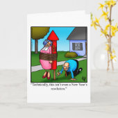 Funny Happy New Year Wenskaart Kaart (Gele Bloem)