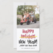 Funny Happy Nieuwjaar Strikethrough Foto Feestdagenkaart (Voorkant)