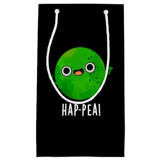 Funny Happy Pea Pun Dark BG Klein Cadeauzakje (Voorkant)