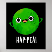 Funny Happy Pea Pun Dark BG Poster (Voorkant)