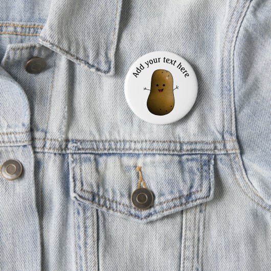 Funny Happy Potato gepersonaliseerd Ronde Button 5,7 Cm (In situ)