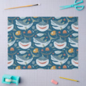Funny Happy Shark Blue Ocean Animal Pattern Tissuepapier (Craft)