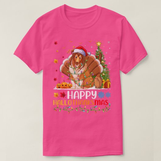 Funny Happy Shetland Sheepdog HelloBedanktMas T-shirt (Design voorkant)