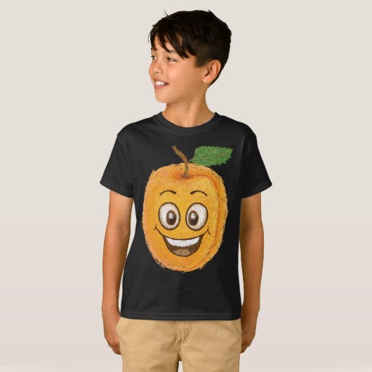 Funny Happy Smiling Abrikoos Fruit Cartoon Charact T-shirt (Voorkant volledig)