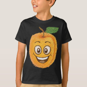 Funny Happy Smiling Abrikoos Fruit Cartoon Charact T-shirt