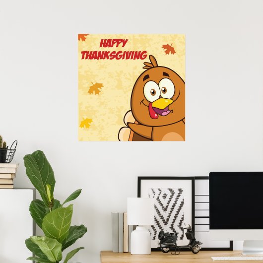 Funny Happy Thanksgiving Poster (Thuiskantoor)
