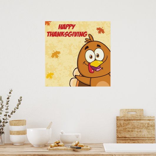 Funny Happy Thanksgiving Poster (Keuken)