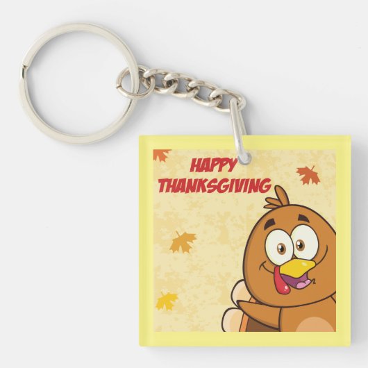 Funny Happy Thanksgiving Sleutelhanger (Voorkant)